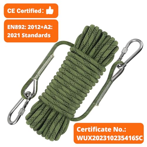 AOLEBA 10.5 mm Static Climbing Rope 10M(32ft) 20M(64ft) 30M(96ft) 50M(160ft)  70M(230ft) Outdoor Rock Climbing Rope, Escape Rope Ice Climbing Equipment  Fire Rescue Parachute Rope