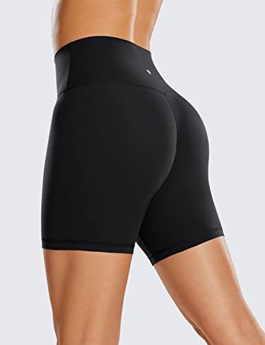 CRZ YOGA Womens ButterLuxe Biker Shorts 6 Inches - High Waist Workout  Athletic Running Spandex Yoga Shorts Black Medium