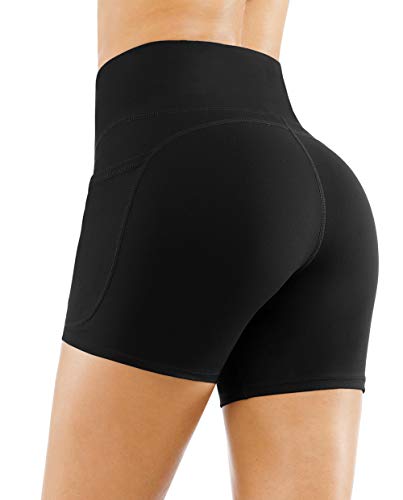 THE GYM PEOPLE High Waist Yoga Shorts for Women's Tummy