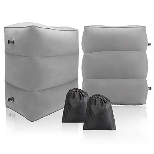 MALITON INFLATABLE TRAVEL FOOT REST PILLOW 2 PACK GREY