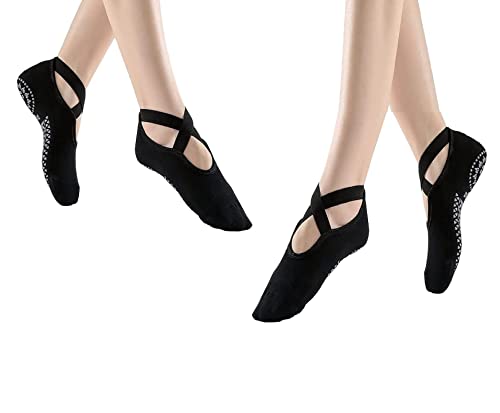 Geyoga 6 Pairs Yoga Socks for Women Nonslip Barre Socks with Straps Ballet  Dance Socks for Yoga Pilates Ballet Barre Dance, Assorted Color, Medium