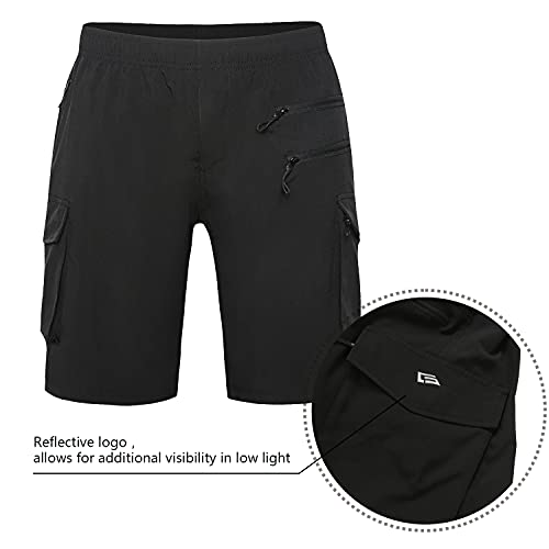 GGK Men's Loose-Fit Mountain Bike Shorts 3D Padded Lightweight Cycling MTB  Shorts, Black, Large