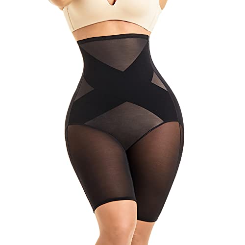 KLVEE Shapewear for Women Tummy Control High Waist Butt Lifter, Seamless  Power Panties Body Shaper Under Dress Thigh Slimmer Black, Black, Medium