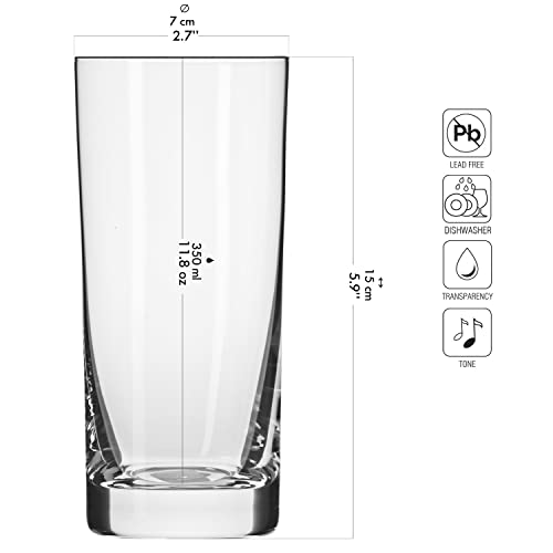 Krosno Tall Beer Pint Glasses | Set of 6 | 16.9 oz | Chill Collection | Perfect for Home, Restaurants and Parties | Dishwasher Safe