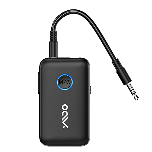 [Bluetooth Transmitter & Receiver] YMOO Bluetooth 5.3 Audio Adapter for  TV/Airplane/Bluetooth Headphones/Speaker, 3.5mm Jack Aux HiFi Stereo, Dual