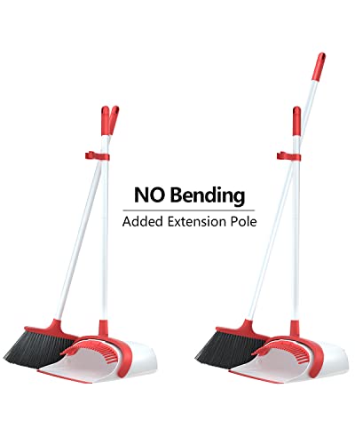 YANXUS Long Handle Broom and Dustpan Set/Dust Pan and Broom Set Standing  Upright Dustpan Broom Combo for Office Home Kitchen Lobby