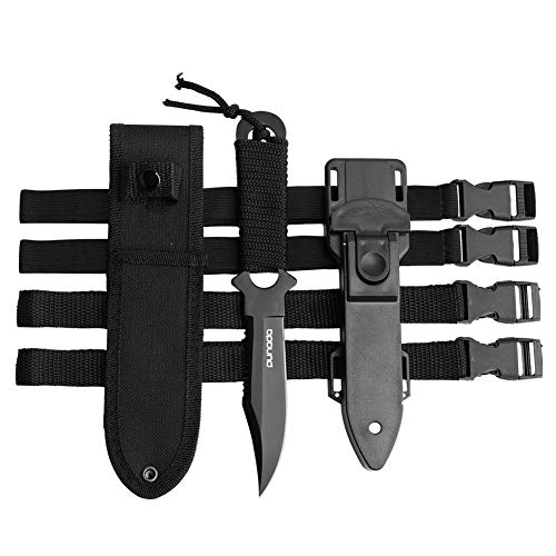  SKYSHARK Scuba Dive Knife, Stainless Steel Knife Diving Knife  with Sheath and 2 Leg Strap for Scuba Diving, Spearfishing, Blunt Tip 7  Inch Short Blade Knife for Diving, Camping, 