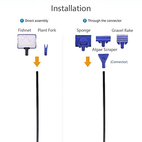 Aquarium Fish Tank Clean Set, Aquarium Cleaning Kit for Fish Tank Long  Handle Fish Tank Brush Functional Six Cleaning Tools for Aquarium  Telescopic
