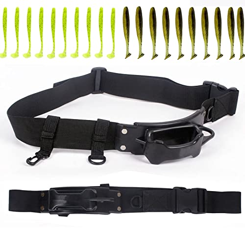 ZYLPYQ Fly Fishing 3rd Hand, Wearable Fishing Rod Holder,Adjustable Fishing  Belt,Fishing Accessories Wading Belt,with 20pcs Soft Lures, Black, Large