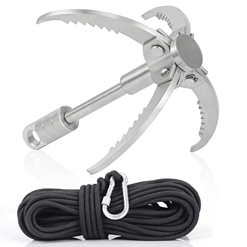 MHDMAG Grappling Hook, Anchor Hook Carabiner Climbing with 3-Claw Stainless  Steel Hooks for Anchor Retrieving, Outdoor Hiking, Tree Limb Removal Big  Grappling Hook Grappling Hook With Rope