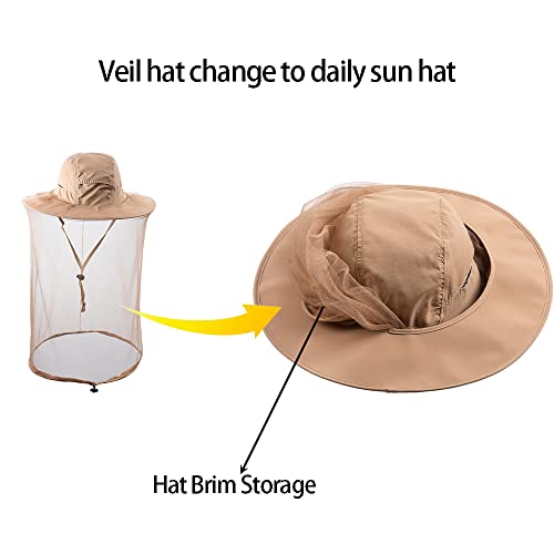 Flammi Mosquito Net Hat Safari Hat UPF 50+ Sun Protection Boonie Hats for  Men with Neck Flap Fishing Hiking Hat for Men/Women