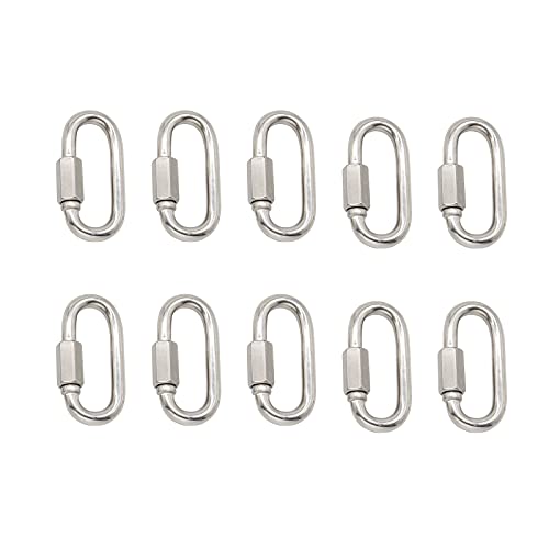 10Pcs Carabiner Clip Spring Snap Hook Stainless Steel Safety Buckle Lock  for Hiking 10mm / 0.39in