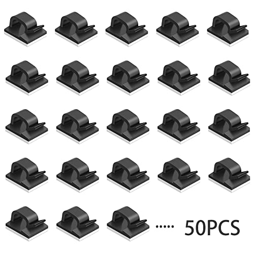 Topavatop 100 PCS Adhesive Cable Clips (Small, White&Black), Upgraded Wall  Wire Holder Cord Organizer for Cable Management Under Desk, Light Clips