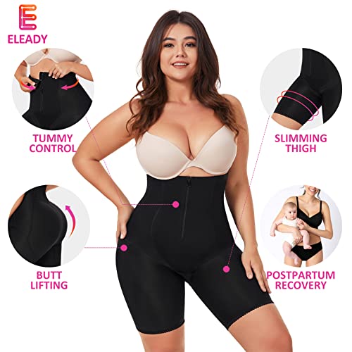 Eleady Womens Waist Trainer Shapewear Hi-Waist Butt Lifter Tummy Control  Panties Thigh Slimmer Body Shaper with Zipper, Black, Large
