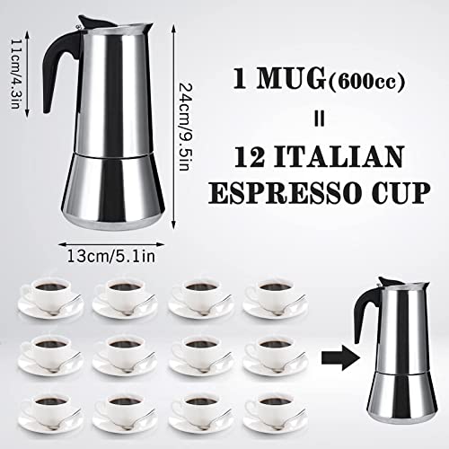 GROSCHE Milano Stovetop Espresso Maker Moka Pot 9 Cup- 15.2 oz, White -  Cuban Coffee Maker Stove top coffee maker Moka Italian espresso greca coffee  maker brewer percolator 