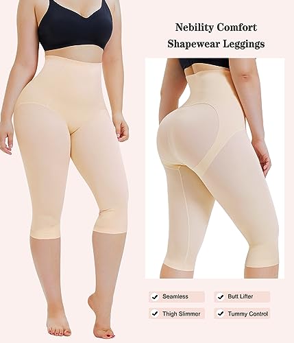 Nebility Compression Leggings for Women Seamless Shapewear Butt Lifting  Panties Waist Trainer Tummy Control Thigh Body Shaper, Biege, Medium