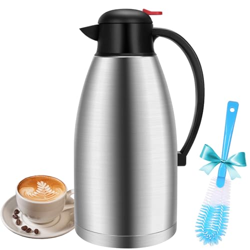 Coffee carafe & Tea carafe in one. 68oz 12hr heat retention ideal for  coffee carafes for keeping hot, 24hr cold retention. Thermal Stainless  Steel