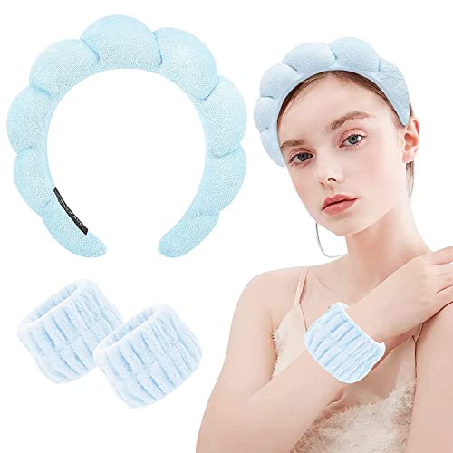 Zkptops Spa Headband for Washing Face Wristband Set Sponge Makeup Skincare  Headband Terry Cloth Bubble Soft Get Ready Hairband for Women Girl Puffy  Padded Headwear Non Slip Thick Hair Accessory(Pink) : 