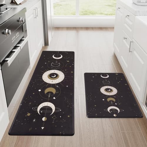 Coffee Kitchen Mat 2 PCS, Cushioned Anti-Fatigue Kitchen Rugs Non Slip,  Memory Foam Kitchen Mats and Rugs, Waterproof Kitchen Floor Comfort Mats  for Home & Office, 18'' x 48'' + 18'' x