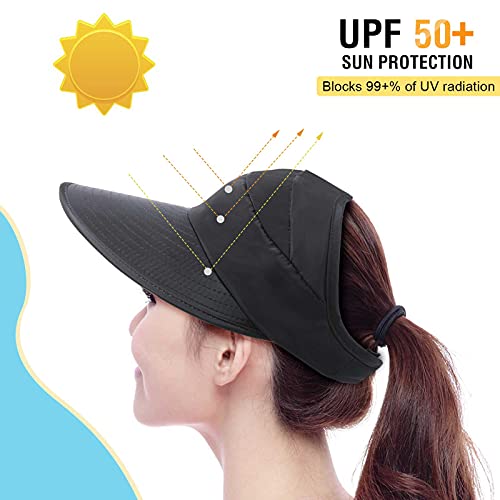 3 Pieces Sun Visors for Women Wide Brim Summer UV Protection Floppy Beach  Cap Packable Visor