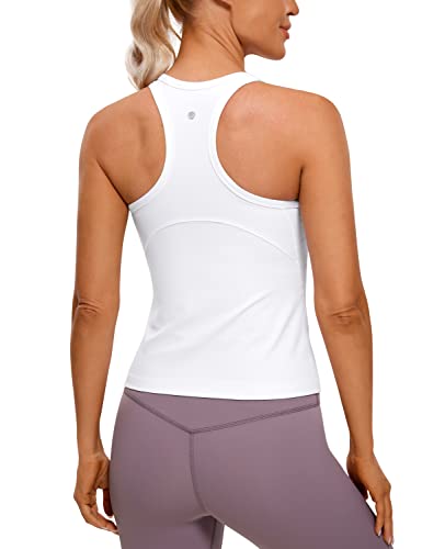 CRZ YOGA Butterluxe Womens Racerback Tank Top High Neck Cropped Workout  Tops Athletic Sleeveless Top Camisole Gym Tanks White Medium