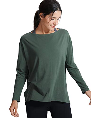 CRZ YOGA cRZ YOgA Womens Pima cotton Workout crop Tops Short Sleeve Yoga  Shirts casual Athletic Running T-Shirts Misty Merlot X-Small