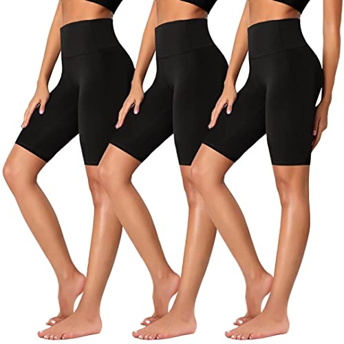 8'' High Waist Biker Shorts for Women-Workout Yoga Shorts Running Summer  Soft Pants with Pockets