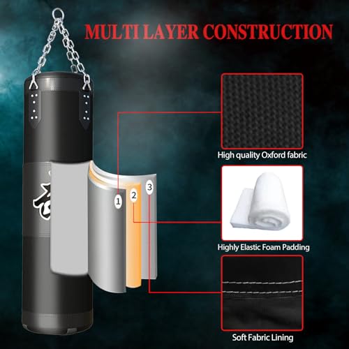 Punching Bag for Man Women Kids, Indoor/Garden Boxing Bag Unfilled Heavy  Bag Set with Punching Gloves, Chain, Ceiling Hook for MMA, Kickboxing, Muay