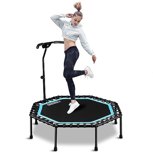  Newan 48 Fitness Trampoline with Adjustable Handle Bar,  Silent Trampoline Bungee Rebounder Jumping Cardio Trainer Workout for  Adults - Max Limit 330 lbs Green : Sports & Outdoors