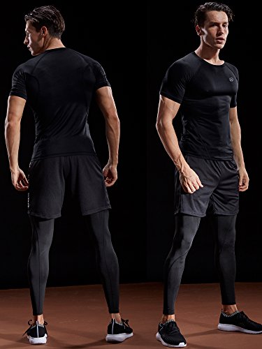 Neleus Men's 3 Pack Compression Baselayer Athletic Workout T Shirts,5022, Black,Black,Black,S