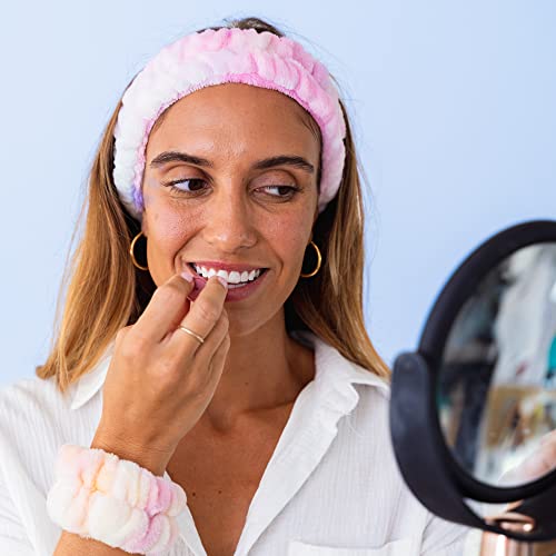 Ottsas Skincare Headband and Wash Wristbands for Washing Face Women Makeup  Terry Cloth Sponge Headbands Facial (blue)