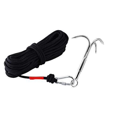 MHDMAG Grappling Hook with 65FT Nylon Rope, Anchor Hook Carabiner Climbing  with 3-Claw Stainless Steel Hooks for Anchor Retrieving, Outdoor Hiking,  Tree Limb Removal (Middle Grappling Hook with Rope)