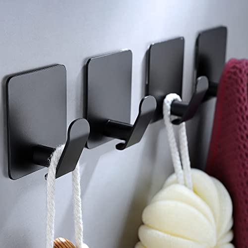 DELITON Adhesive Towel Hooks on Wall: Robe Hooks for Hanging Clothes Hats  Stick on Bathroom/Kitchen SUS 304 Stainless Steel Silver