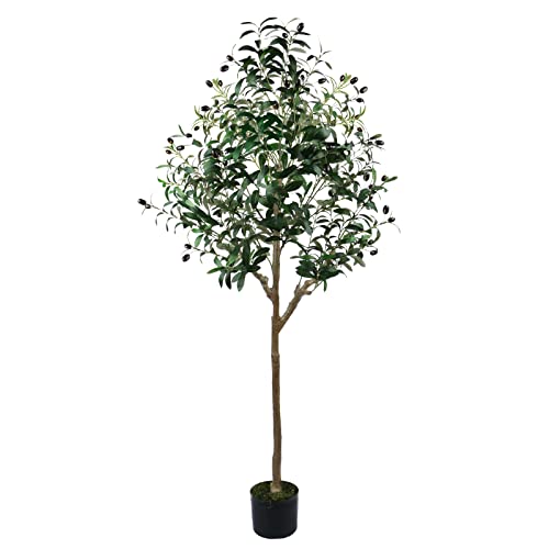 Artificial Olive Tree 5.01FT Fake Olive Silk Tree Large Faux Plants Indoor  Tall Olive Branch and Fruits with Potted for Home Office Living Room Decor