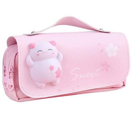 Pencil Case For Girls, Pencil Case For Kids, Cute Pencil Pouch With Large  Capacity And 3 Compartment, Cartoon 3d Extrusion Cat Toy Decoration