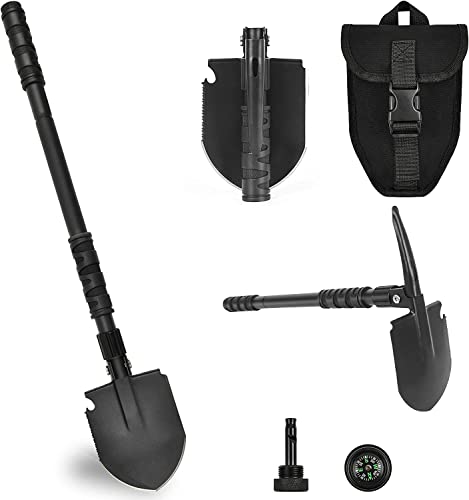FullLit Folding Shovel, Camping Shovel (24.21''), Survival Multitool, with  Pickaxe, Lightweight Portable Spade for Hiking, Camping, Trenching,  Gardening and Backpacking