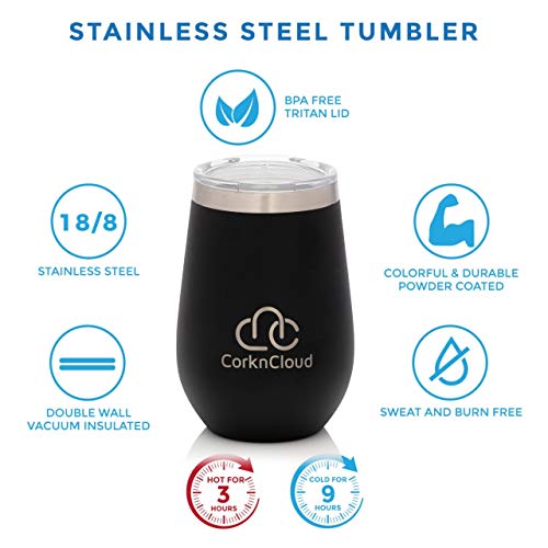 Insulated Stainless Steel Wine Tumbler, THILY Stemless Wine Glass with Lid  and Straw, Cute Travel Cup Keep Cold for Coffee, Cocktails, Sea Turtle 