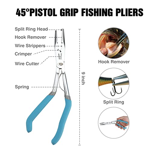 Pistol Grip Fishing Pliers, Fish Fillet Knife, Fishing Gripper, Line Snip,  Fly Fishing Retractor with Retractable Lanyard