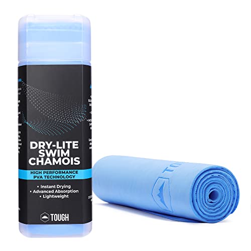 Flow Swim Chamois - Quick Dry Towel for Swimming, Diving, Triathlons, and  Other Water Sports (Blue)