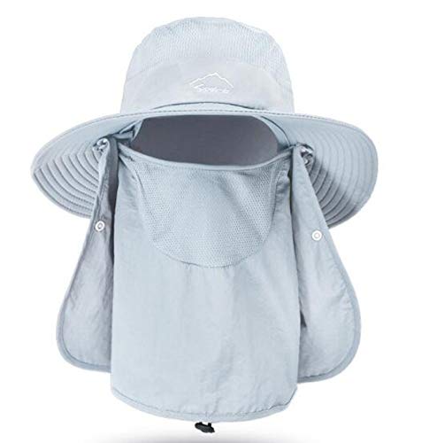INOGIH Women's Outdoor UV-Protection-Foldable Sun-Hats Mesh Wide-Brim Beach  Fishing Hat with Ponytail