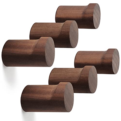 Naumoo Natural Wooden Wall Mounted Hooks - Pack of 4 - Modern - Handmade Decorative Wood Pegs Minimalist for Hanging Hat, Coats