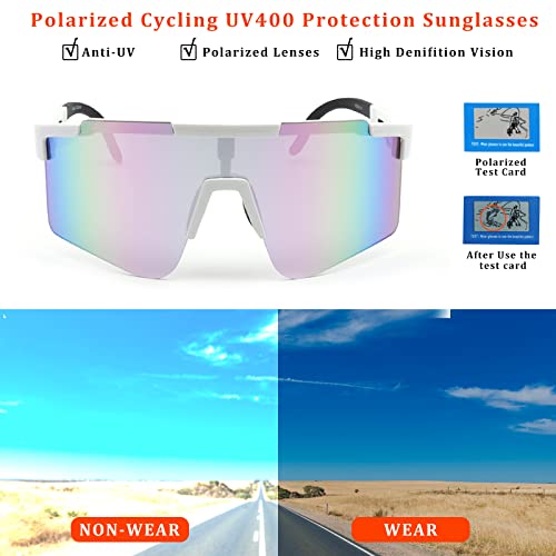 Polarized Motorcycle Riding Goggles, Windproof Cycling Glasses UV400  Outdoor Sports Sunglasses Interchangeable Lenes for Running, Baseball Golf