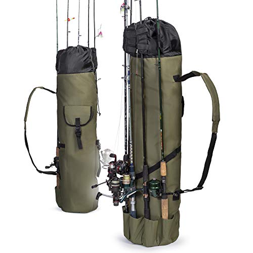 Allnice Fishing Tackle Bag Oxford Fishing Rod Case Portable High-Capacity  Fishing Pole Carry Organizer Outdoor Waterproof Fishing Tools Storage Bag