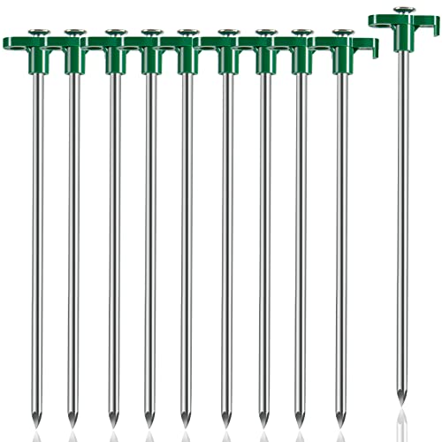 Heavy Duty Tent Stake 12 inch 4 Pack with Camp Rope Guy Lines, Yard Stakes for Canopy, Camping Stakes for Ground, Tent Pegs Thickened Reinforced