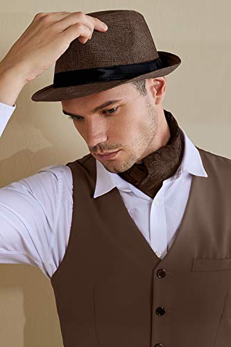 BABEYOND 1920s Panama Fedora Hat Cap for Men Gatsby Hat for Men 1920s Mens  Gatsby Costume Accessories