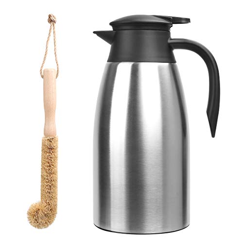 Coffee carafe & Tea carafe in one. 68oz 12hr heat retention ideal for  coffee carafes for keeping hot, 24hr cold retention. Thermal Stainless  Steel