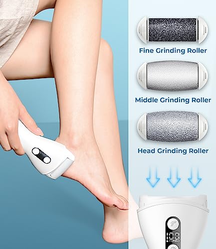 DanByte Electric Foot File Callus Remover,Rechargeable Pedicure Tools for Feet  Foot Care Kit,Callus Remover for Feet with 3 Roller Heads