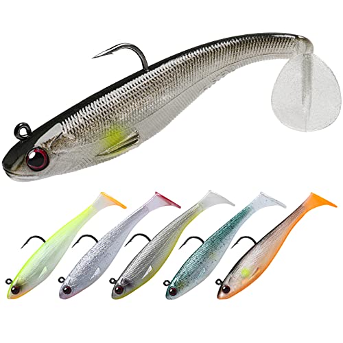 TRUSCEND Pre-Rigged Jig Head Soft Fishing Lures, Paddle Tail Swimbaits for Bass  Fishing, Shad or Tadpole Lure with Spinner, Premium Fishing Bait for Saltwater  Freshwater, Trout Crappie Fishing