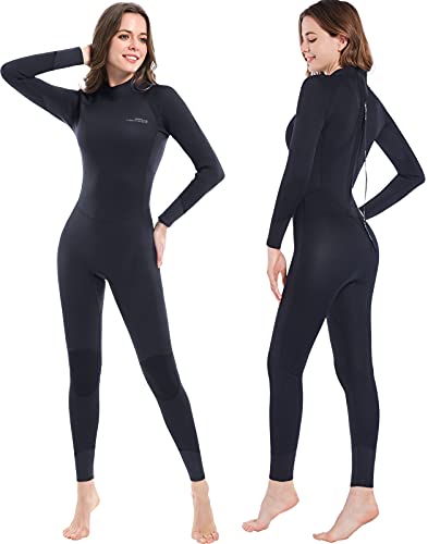 Dark Lightning 3mm Wetsuit Women, Women's Wetsuit Long Sleeve Full Suit  with Premium Neoprene, Kids 2mm One Piece Wet Suits for Fishing,Scuba Diving ,Surfing, Swimsuit Kids for Girls