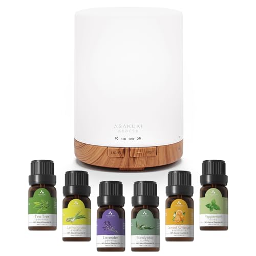 ASAKUKI Essential Oils Gift Set, 6 Pcs Diffuser Oils - Lavender,  Eucalyptus, Lemongrass, Tea Tree, Sweet Orange, Peppermint Scented Oils for  Home Diffuser Humidifier, 6*10ML